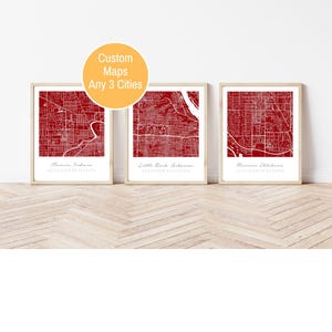 Personalized Map Art, Set of 3 prints, Custom Map, Any location