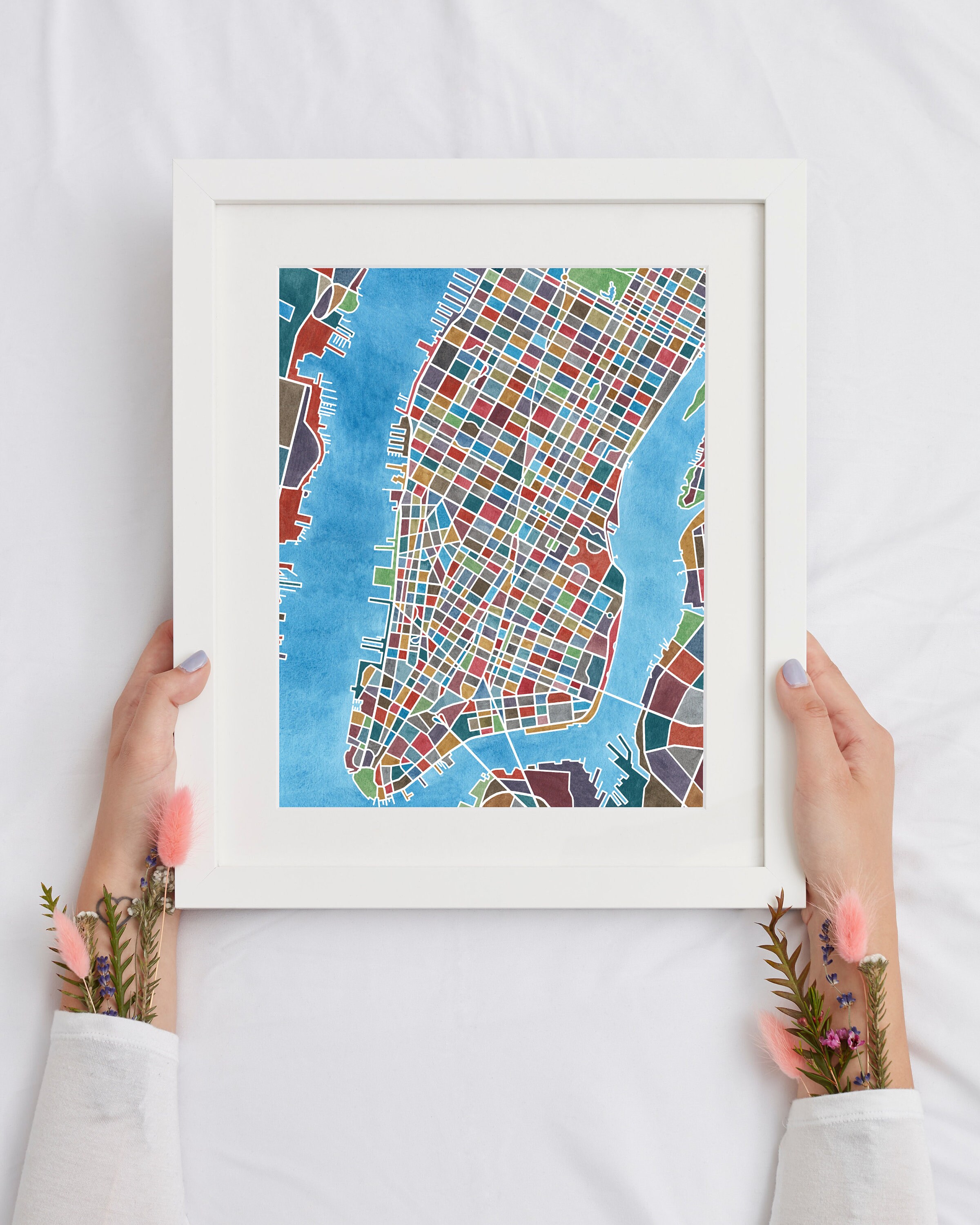 New York City, Map Art, Watercolor Print, New York Map, NYC Wall Art - Etsy