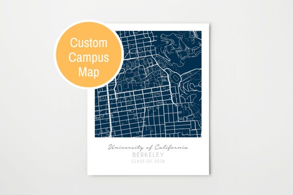 Custom Campus Map, Personalized College Grad Gift