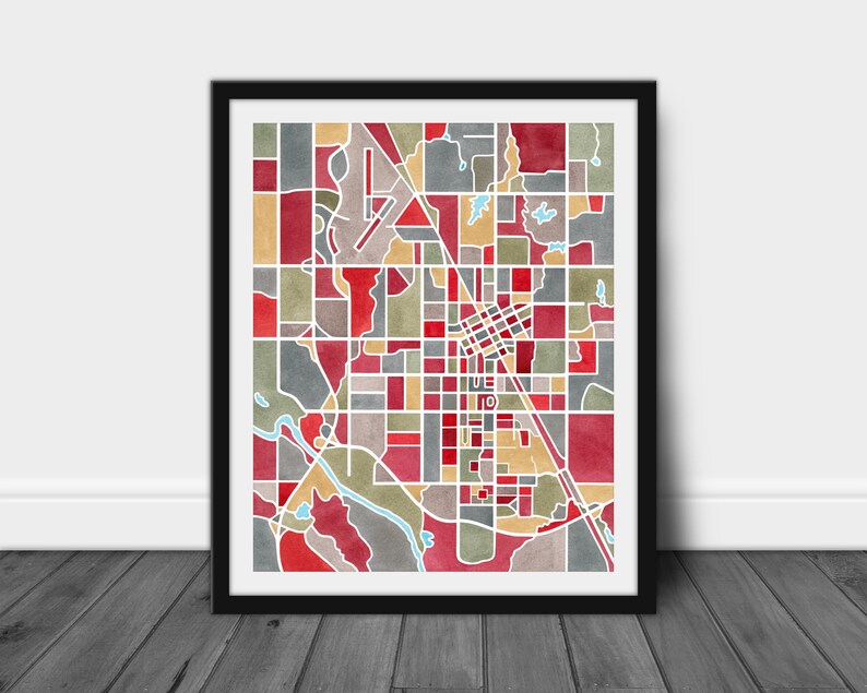 Norman Oklahoma Map Art Watercolor Print Graduation Gift Etsy