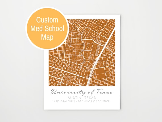 Medical School Custom Map, Personalized Med Student Gift, Physician Assistant, Pharmacy Student, Future Doctor Gift, Med School Graduation