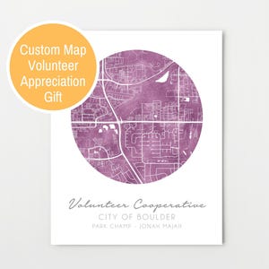 Custom Map, Volunteer Appreciation Gift, watercolor print, Classroom Volunteer, Parent Volunteer, Community Volunteer