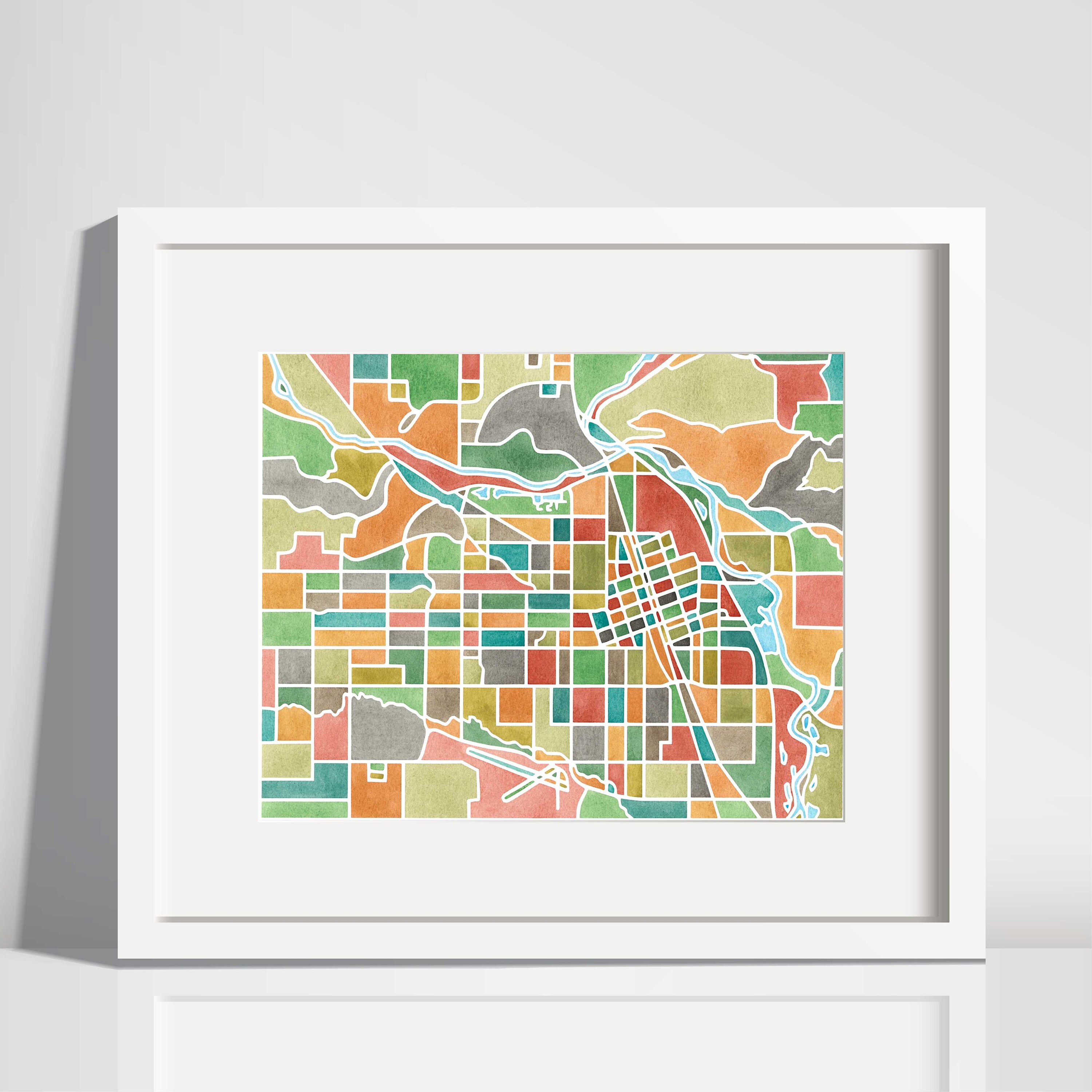 Yakima Washington Map Art Watercolor Print Travel Decor | Etsy