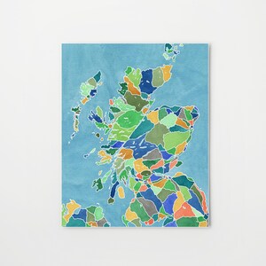 Scotland print, map art, watercolor print, Scottish gifts, travel gifts
