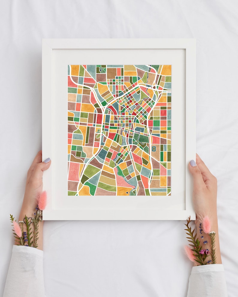San Antonio Texas, map art, watercolor print image 3