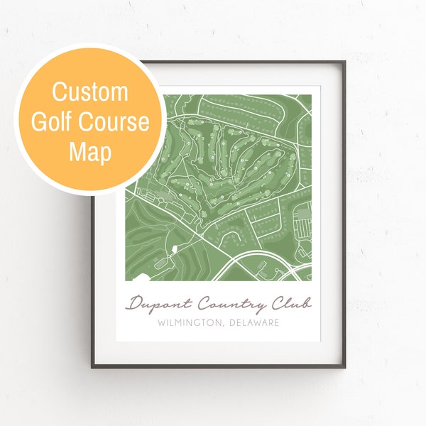 Personalized Golf Course Map, Custom Map Art Print, Golf Gifts for Men, Golf Wall Art, Custom Golf Gifts, Golf Gifts for Women