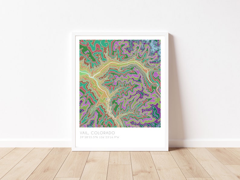 Map Vail Color Vail Colorado Map, Watercolor Print, Topographic Map - Etsy
