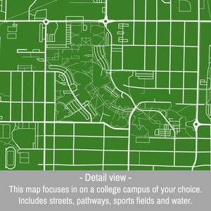 Personalized University Map, custom map, college campus, dorm decor, college student gift, college graduation, location gifts Green