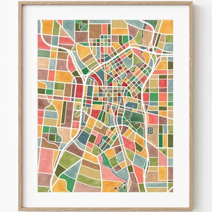 San Antonio Texas, map art, watercolor print image 10