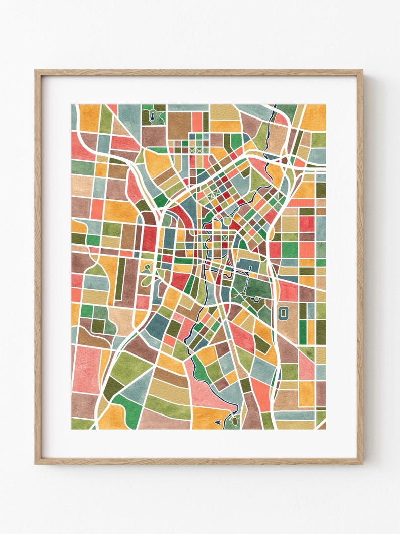San Antonio Texas, map art, watercolor print image 10