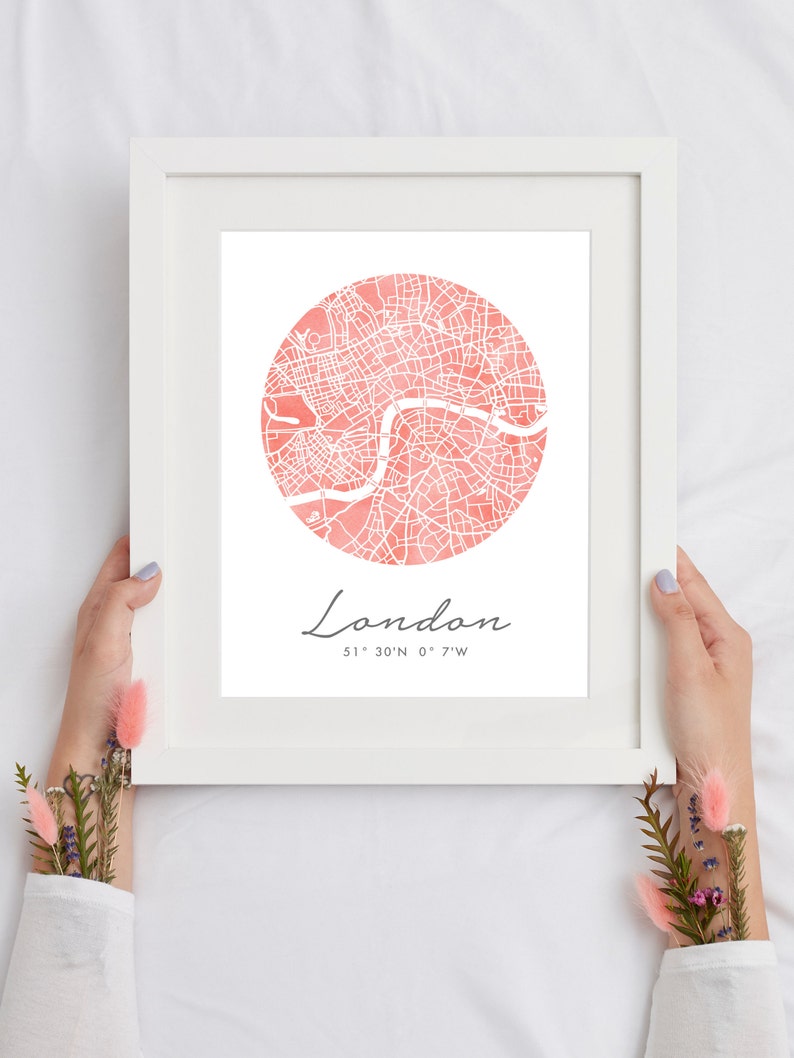 Custom Map Watercolor Print Personalized Gift Keepsake Map | Etsy