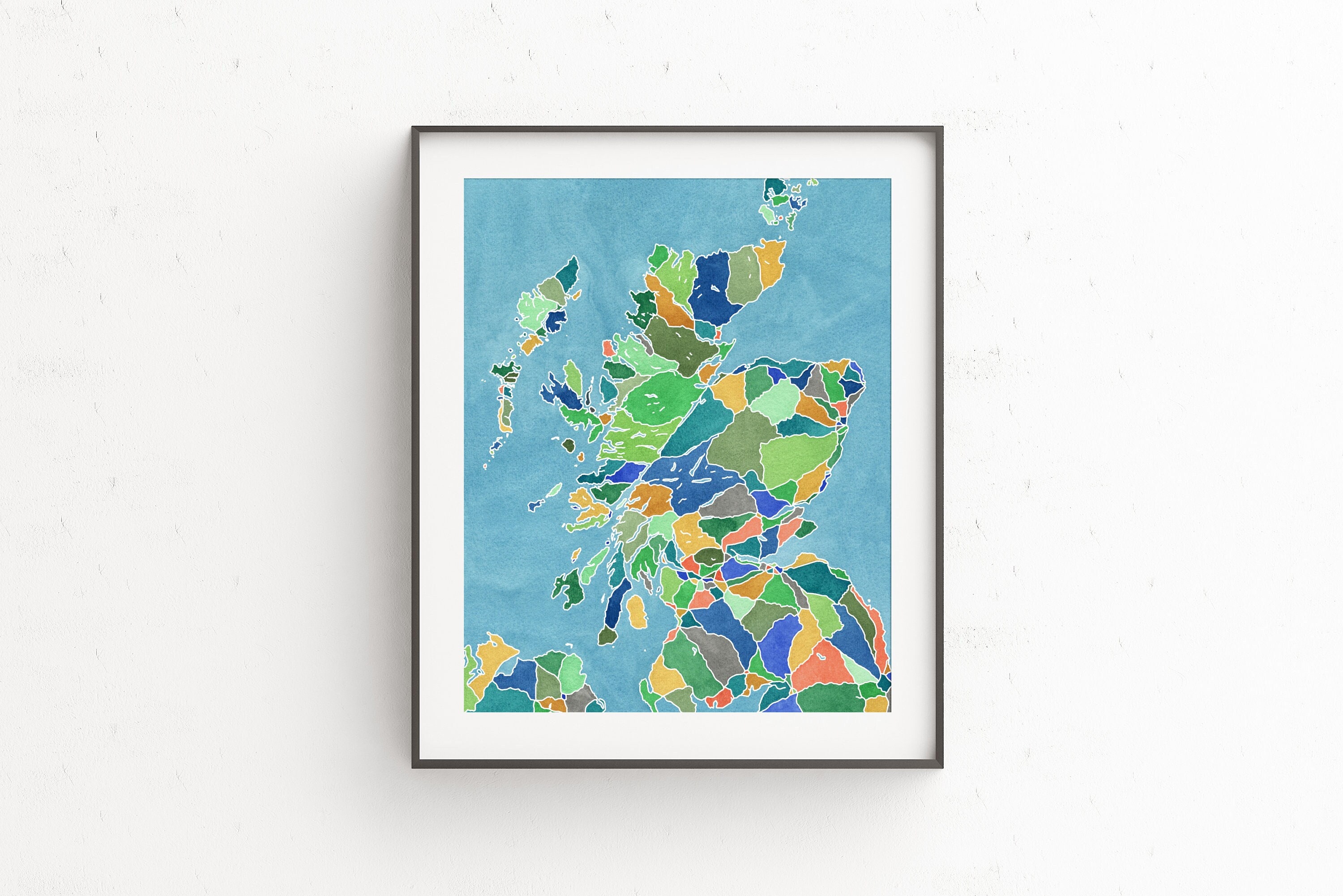 Scotland Print Map Art Watercolor Print Edinburgh Painting Etsy
