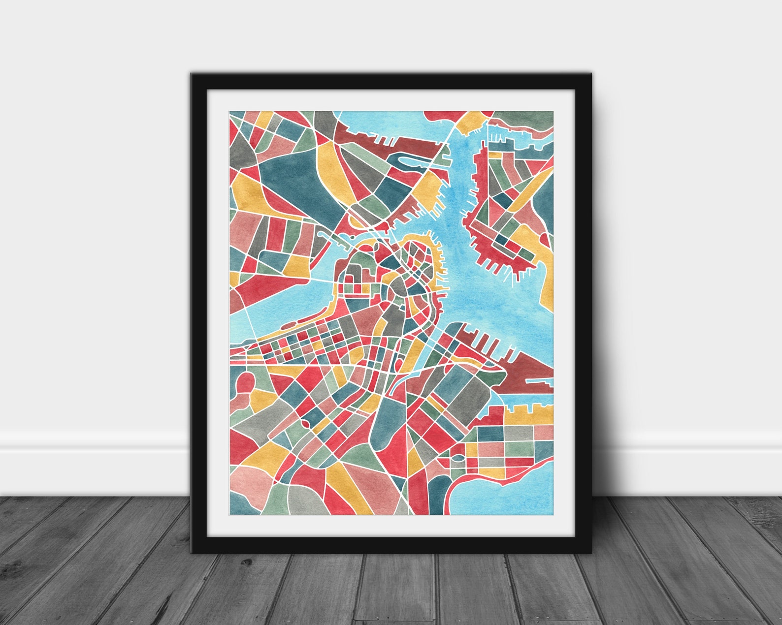 Boston Map Watercolor Print Boston Artwork Boston North | Etsy