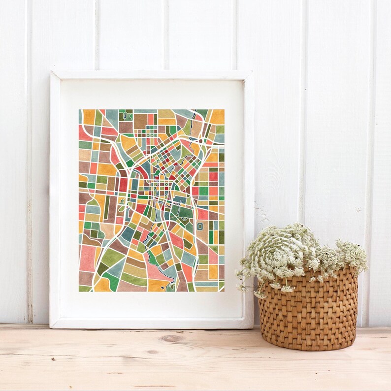 San Antonio Texas, map art, watercolor print image 8
