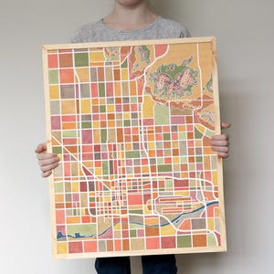 Phoenix Arizona map art, watercolor print