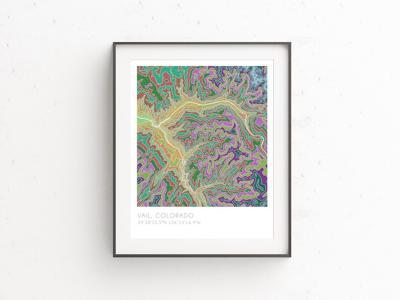 Map Vail Color Vail Colorado Map, Watercolor Print, Topographic Map - Etsy