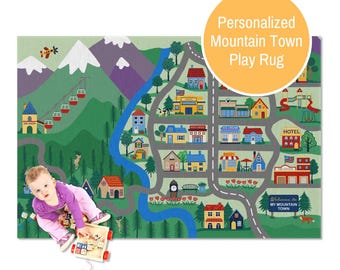 Personalized Mountain Town Rug, Kids Play Mat