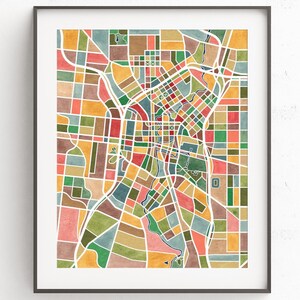 San Antonio Texas, map art, watercolor print image 4