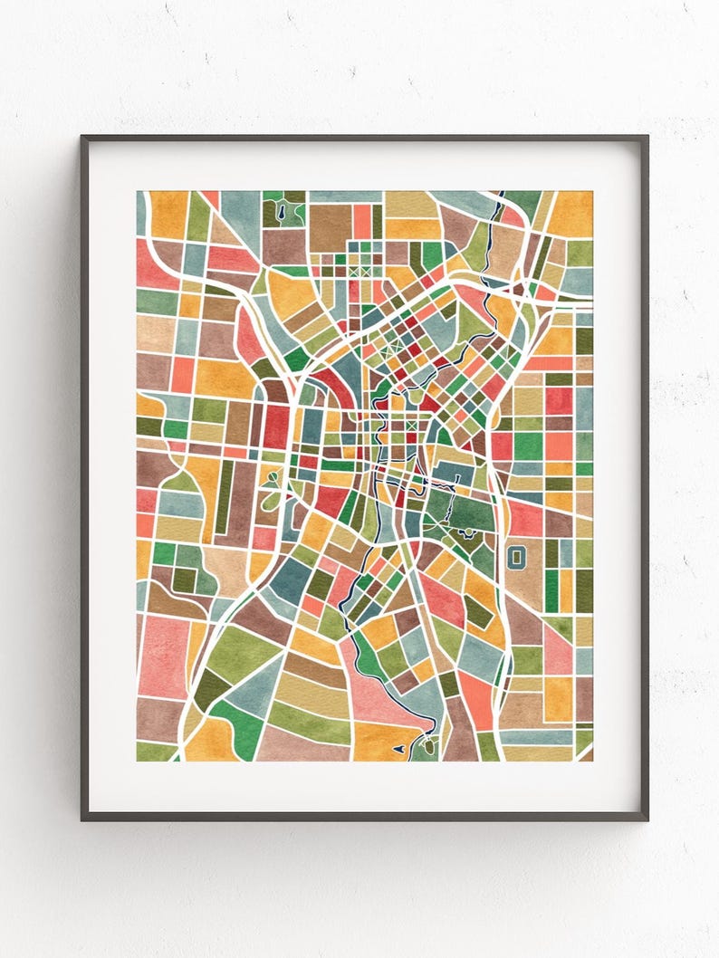San Antonio Texas, map art, watercolor print image 4