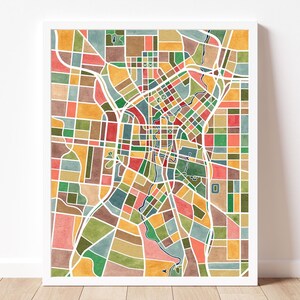 San Antonio Texas, map art, watercolor print image 6