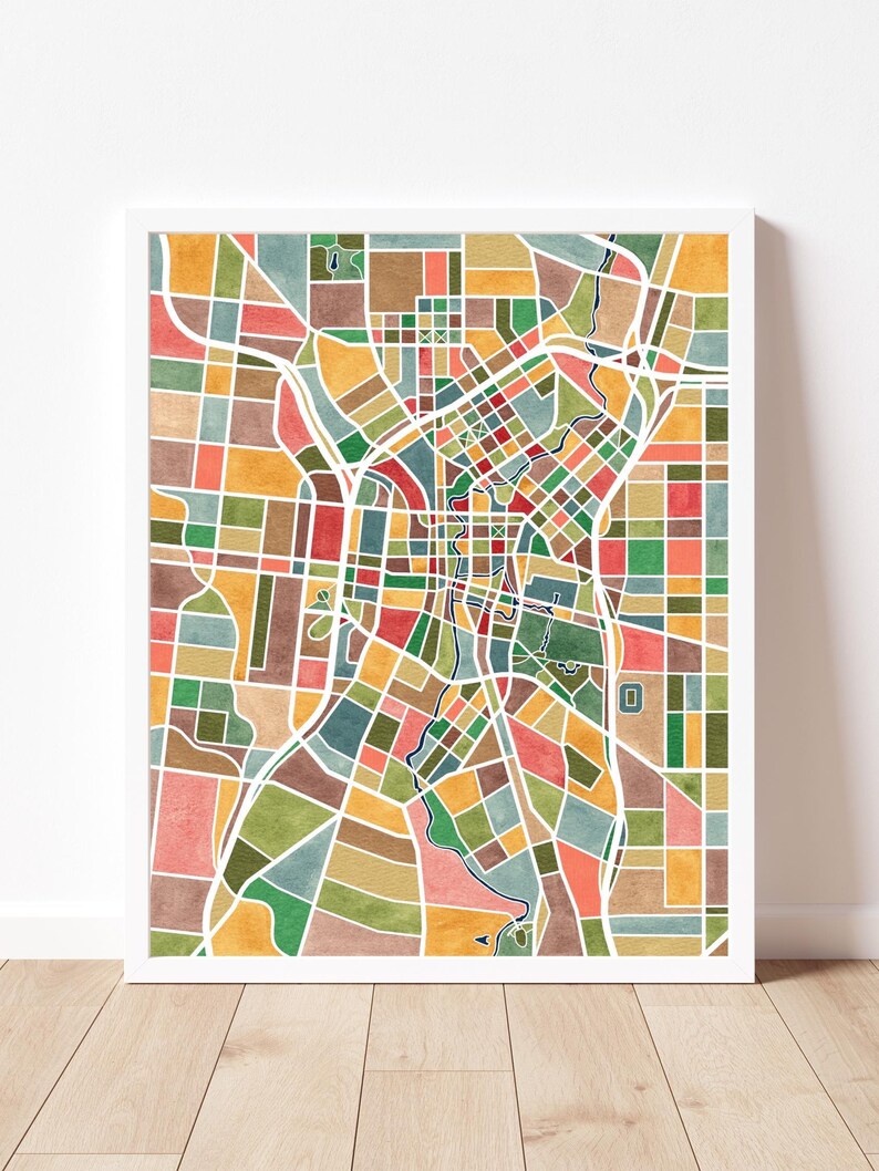 San Antonio Texas, map art, watercolor print image 6