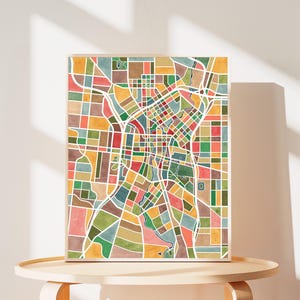 San Antonio Texas, map art, watercolor print image 2