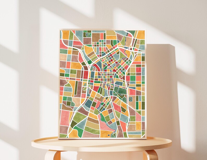 San Antonio Texas, map art, watercolor print image 2