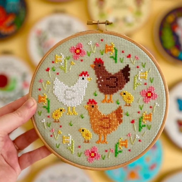 Chickens amongst the Daffodils * Cross Stitch Kit*