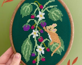 Dormouse on a blackberry branch * Cross Stitch Kit*