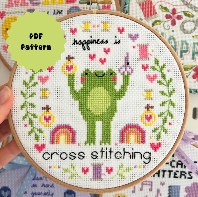 Happy Stitching Pattern Happiness is Cross Stitching 'cross Stitch Pattern' - Etsy