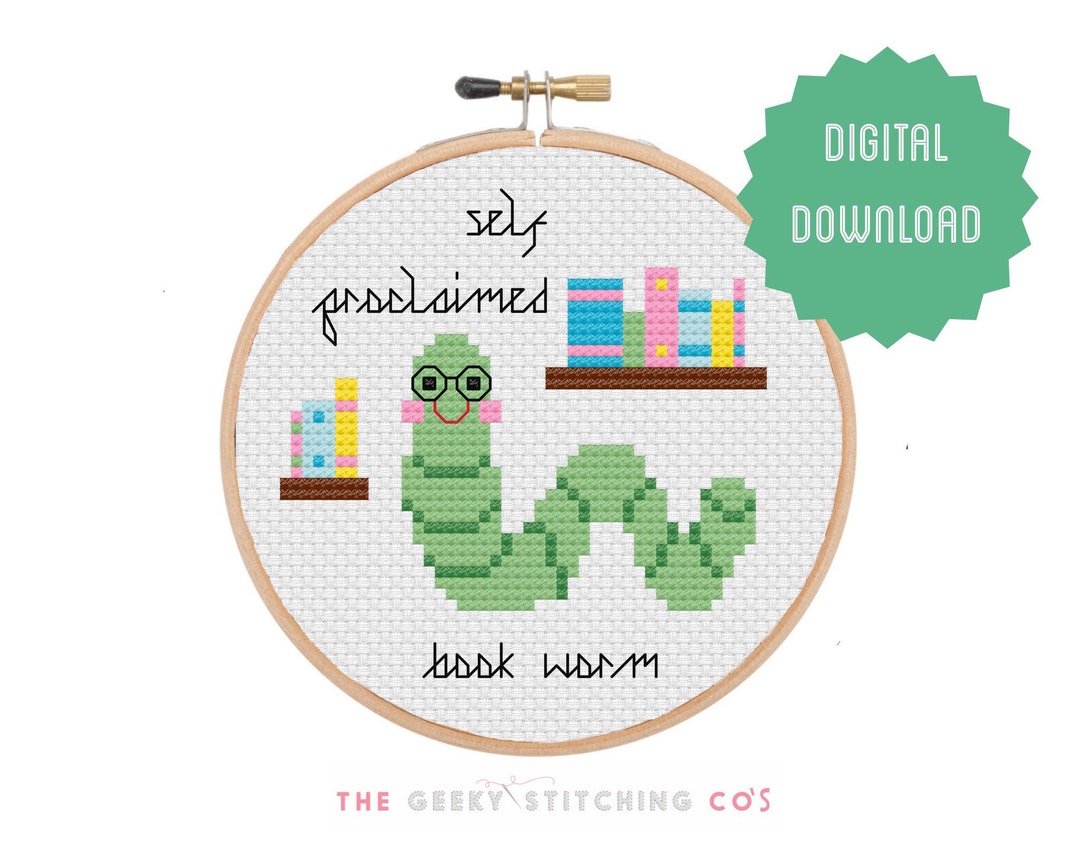 Self Proclaimed Bookworm 'cross Stitch Pattern' Etsy