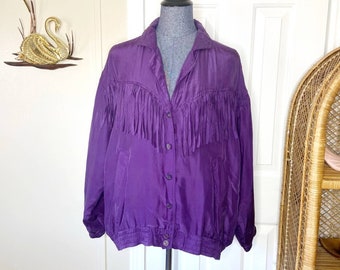 purple fringe jacket