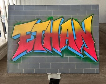 Airbrush Graffiti Wall Art Canvas sign in Board 24x36 Bar Mitzvahs Bat Mitzvahs Event Decor Room Decor Street Art