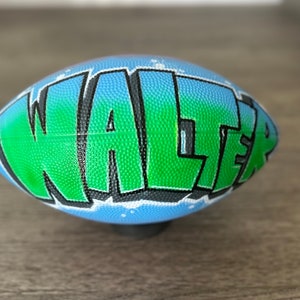 Personalized Handdrawn Airbrush Graffiti Football | Custom Artwork | Decorative Only