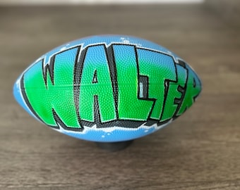 Personalized Handdrawn Airbrush Graffiti Football | Custom Artwork | Decorative Only
