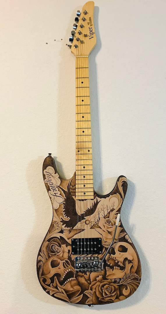 One-of-a-kind 39 Electric Guitar With Hand-tooled Genuine Leather