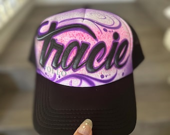 Custom Airbrushed Trucker Hat: Personalized Graffiti Design