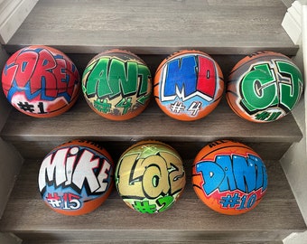 Personalized Graffiti Basketball | Custom Hand-Painted Sports Decor | Unique Gift Idea | AM Style Entertainment