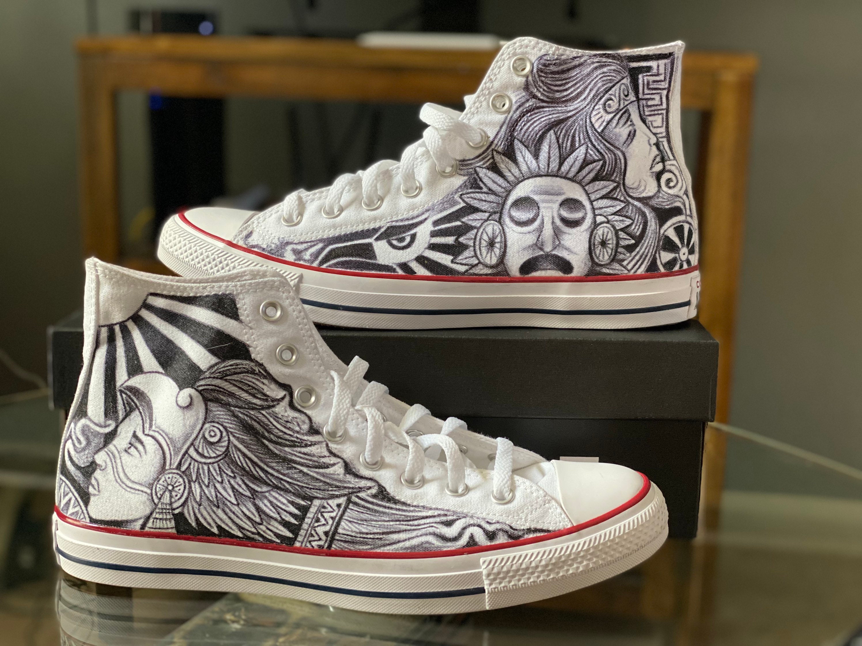 Converse Shoes Aztec Art Personalized Pen Ink and Etsy