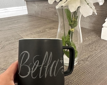 Custom Engraved Mug - Personalized Name - Custom Gift for Him & Her - Ceramic 12 oz Mug - Unique Gift for Birthday, Wedding, or Anniversary