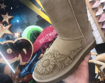 Custom Engraved UGG Boots – Personalized Etched Winter Boots Art – Unique Gift Idea – Hand-Decorated Boots for Women & Men