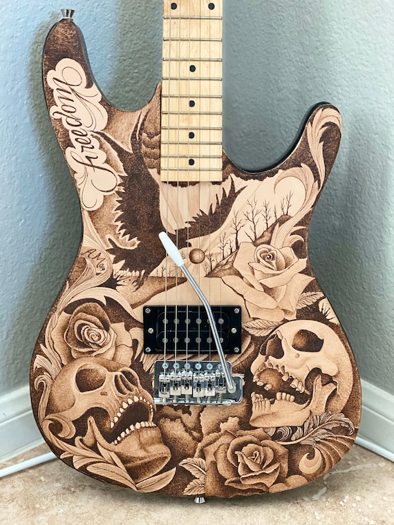 One-of-a-kind 39 Electric Guitar With Hand-tooled Genuine Leather