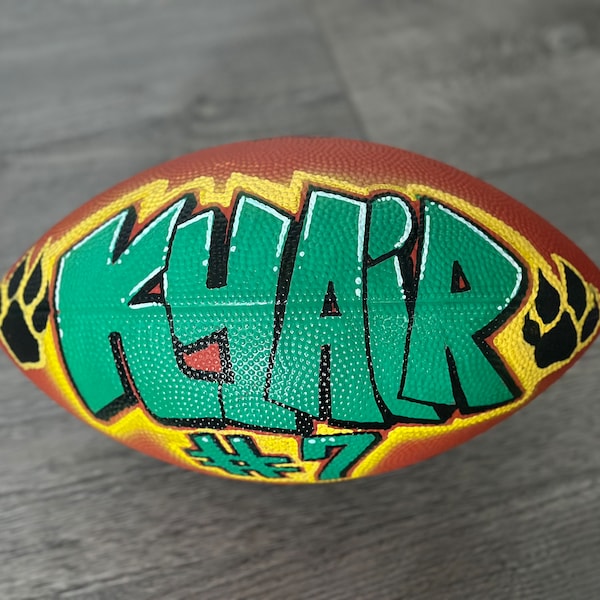 Personalized Handdrawn Airbrush Graffiti Football | Custom Artwork | Decorative Only