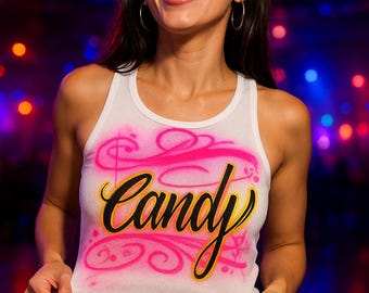 Aangepaste airbrush-graffiti-tanktop: handgeschilderde streetwear-vrouwenklopper