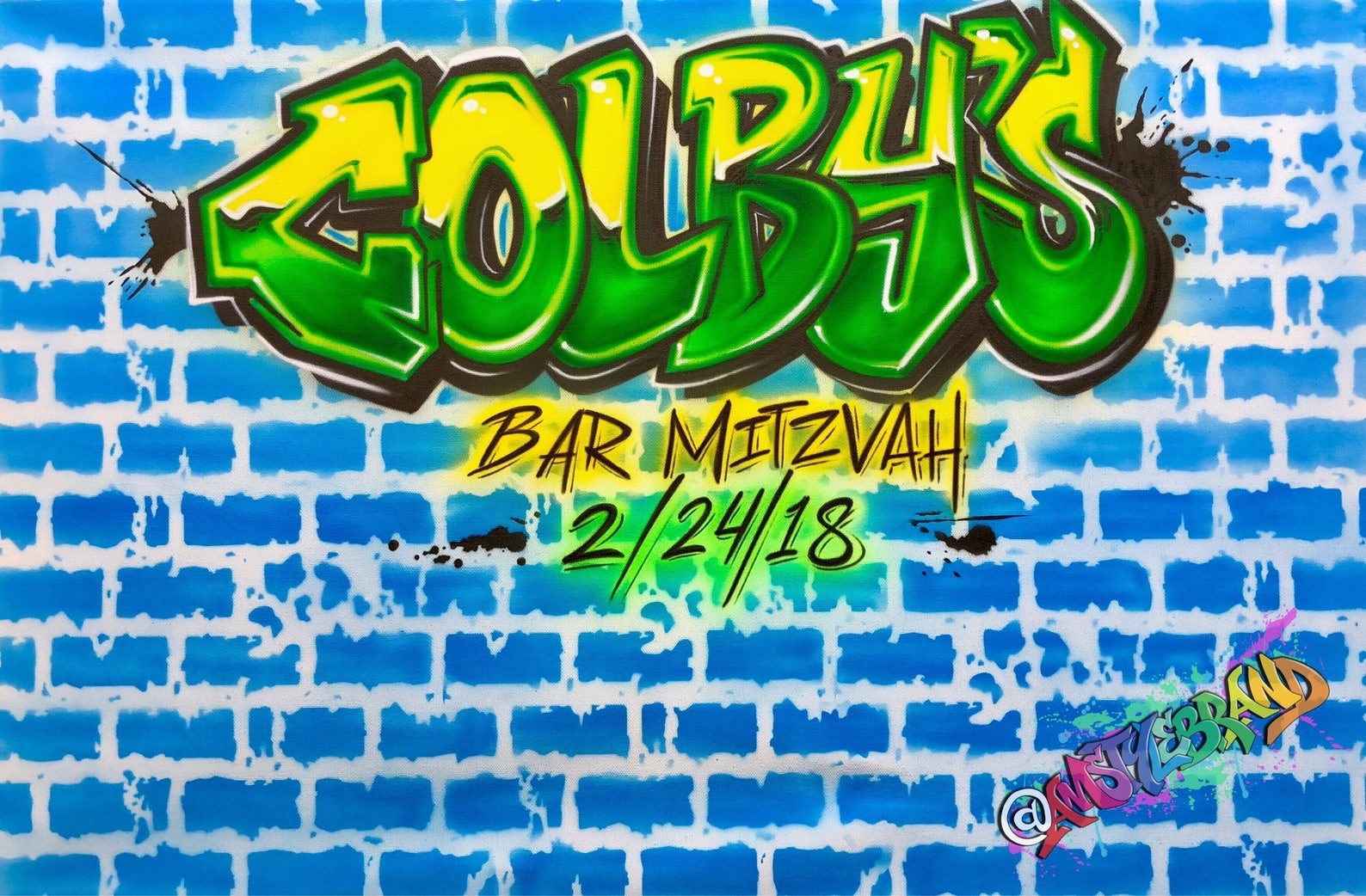 Airbrush Graffiti Wall Art Canvas Sign in Board 24x36 Bar Mitzvahs Bat ...