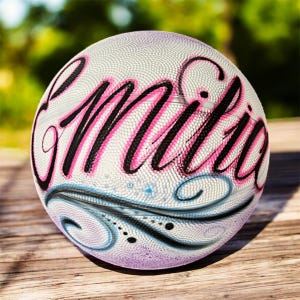 Personalized Script Style Basketball | Custom Hand-Painted Sports Decor | Unique Gift Idea | AM Style Entertainment