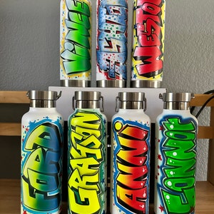 Custom Graffiti Bottle Art | Personalized Hand-Drawn Design | Unique and Vibrant