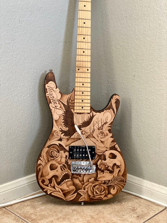 One-of-a-kind 39 Electric Guitar With Hand-tooled Genuine Leather