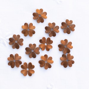 15mm Antiqued Copper Vintage Flower Bead Caps - Copper Vintage Findings - 12 Pieces
