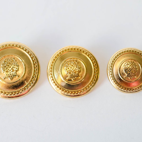 22mm, 20mm, 17mm Vintage Metal Shank Buttons - Gold Metal Sport Coat Buttons Set